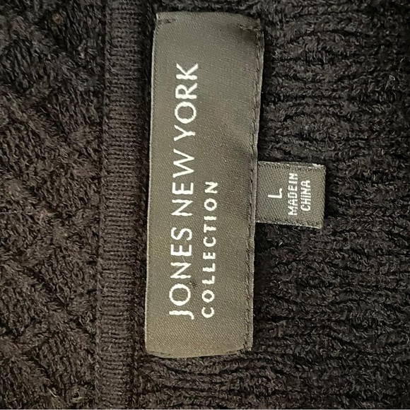 Jones New York Collection Black Collared Button Down Long Sleeve Blazer L - Picture 9 of 9